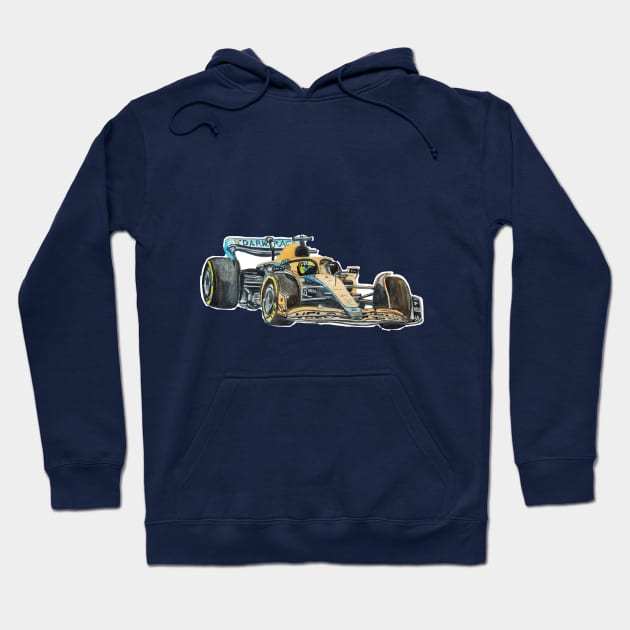 Racing Car in watercolours pattern illustration, Formula 1 watercolours Hoodie by Ala Lopatniov